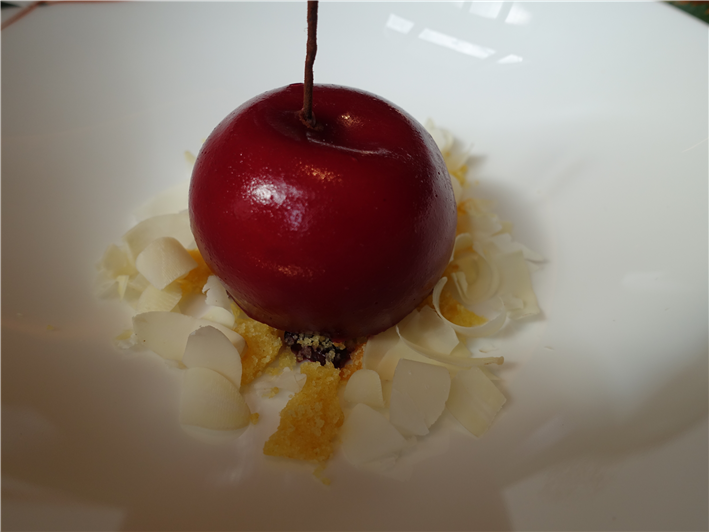 cherry with almond mousse